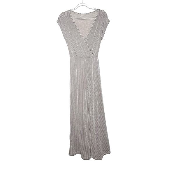 CAUTION TO THE WIND Striped Wide Leg Belted Jumpsuit Ankle Length Beige Size M - Picture 1 of 8